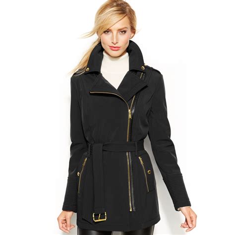 michael kors lackmantel schwarz|michael kors black coat.